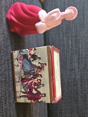 Avon Pink Figurine with Red Velvet Skirt